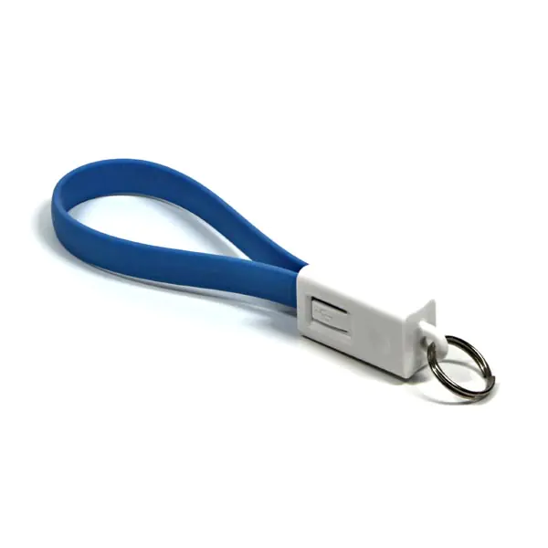 ⁨USB cable (2.0), USB A M - 0.2m, blue, key ring⁩ at Wasserman.eu