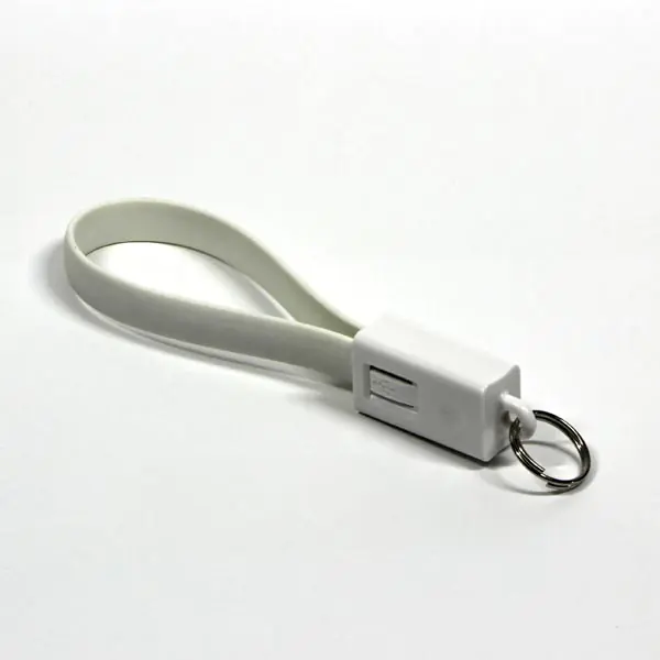 ⁨USB cable (2.0), USB A M - 0.2m, white, key ring⁩ at Wasserman.eu
