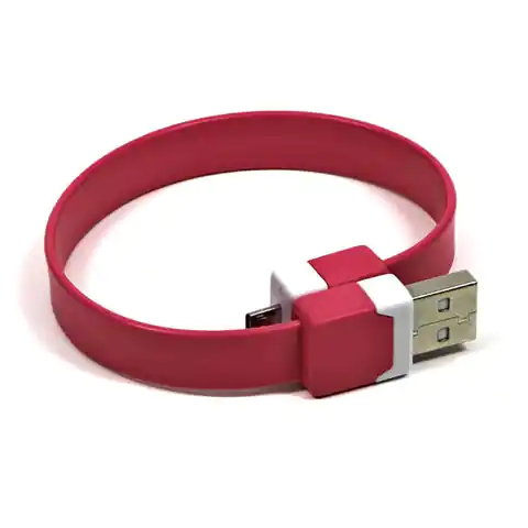 ⁨Logo USB kabel (2.0), USB A M - microUSB (M), 0.25m, różowy, blistr, na nadgarstek⁩ w sklepie Wasserman.eu