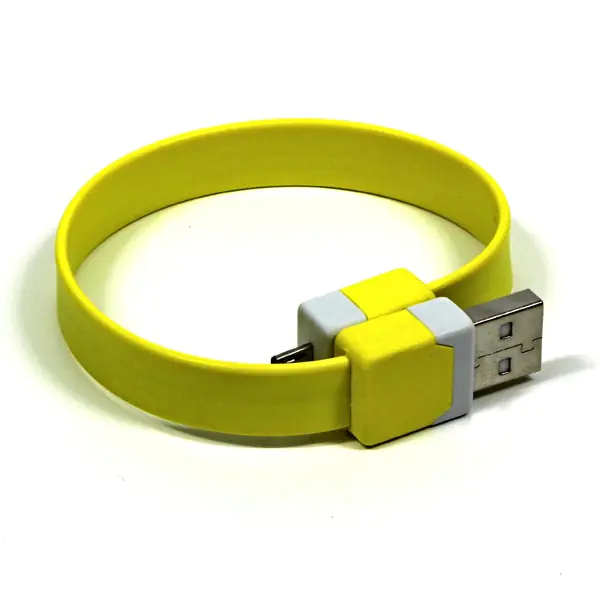 ⁨USB kabel (2.0), USB A M - microUSB (M), 0.25m, żółty, na nadgarstek, EOL⁩ w sklepie Wasserman.eu