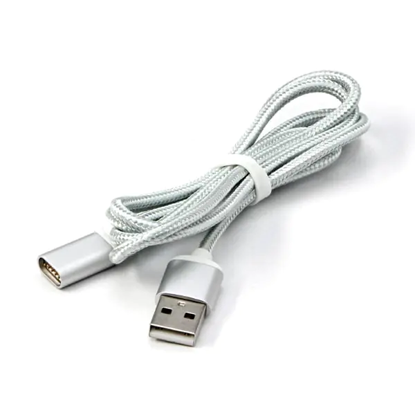 ⁨USB kabel (2.0), USB A M - magnetyczna końcówka, 1m, srebrny⁩ w sklepie Wasserman.eu