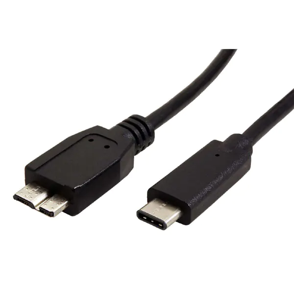 ⁨USB cable (3.0), 0.5m, round, black, plastic bag⁩ at Wasserman.eu