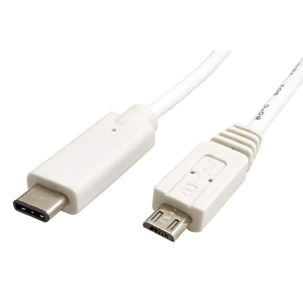 ⁨USB kabel (2.0), USB C (M) - microUSB (M), 2m, okrągły, biały, plastic bag, EOL⁩ w sklepie Wasserman.eu