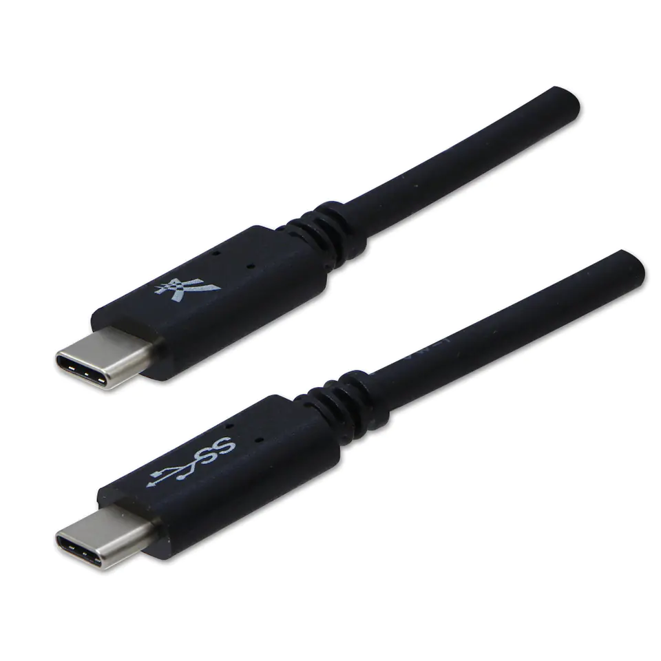 ⁨USB kabel (3.2 gen 1), USB C (M) - USB C (M), 1m, 5 Gb/s, 5V/3A, czarny⁩ w sklepie Wasserman.eu