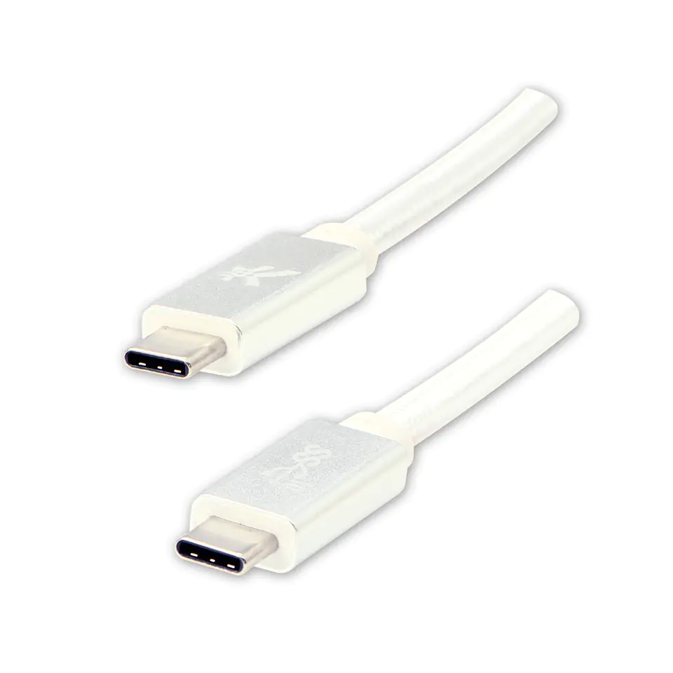 ⁨USB logo cable (3.2 gen 2), 1m, Power Delivery 100W, 10 Gbps, 20V/5A, white, box, nylon braid, aluminum connector cover⁩ at Wasserman.eu