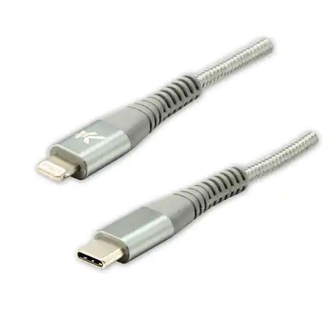 ⁨Logo USB kabel (2.0), USB C (M) - Apple Lightning M, 2m, MFi certifikat, 5V/3A, srebrny, box, oplot nylonowy, aluminiowa osłona zł⁩ w sklepie Wasserman.eu