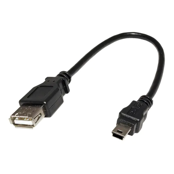 ⁨USB kabel (2.0), miniUSB (M) - USB A F, 0.2m, czarny⁩ w sklepie Wasserman.eu