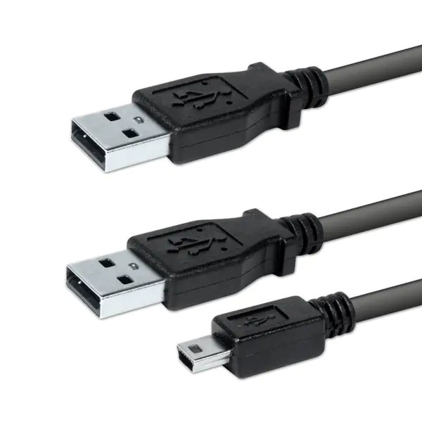 ⁨Logo USB kabel (2.0), 2x USB A (M) - miniUSB (M), 0.6m, czarny, blistr, EOL⁩ w sklepie Wasserman.eu