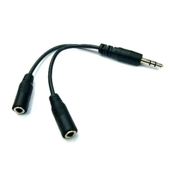 ⁨Audio splitter, Jack (3,5mm) M - 2x Jack (3.5mm) F, 0.2 m, stereo, black, wired⁩ at Wasserman.eu