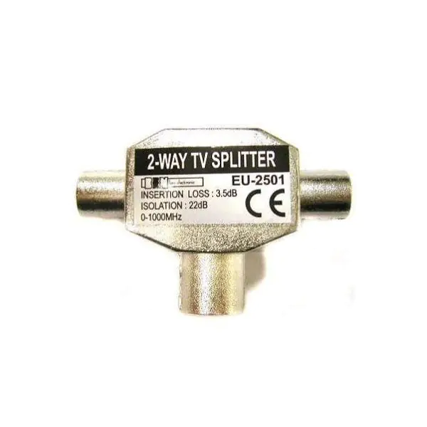 Antena rozgałęźnik, na 2 TV, Coax (9,5mm) F - 2x Coax (9.5mm) M, srebrna, metalowy w sklepie Wasserman.eu