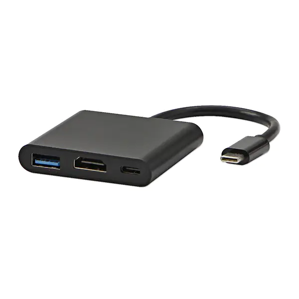 ⁨USB/Video Adapter  + HUB, DP Alt Mode, USB C (M) - HDMI F + USB C F (PD) + USB A F, czarny, All New box 4K2K@30Hz, USB Power Deliv⁩ w sklepie Wasserman.eu