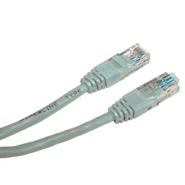 ⁨Przewód LAN UTP patchcord, Cat.5e, RJ45 M - RJ45 M, 1 m, nieekranowany, CCA, szary, economy⁩ w sklepie Wasserman.eu