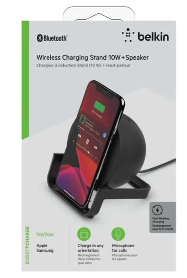 ⁨Belkin ład. indukcyjna+głośnik 10W czarny/black AUF001VFBK⁩ w sklepie Wasserman.eu