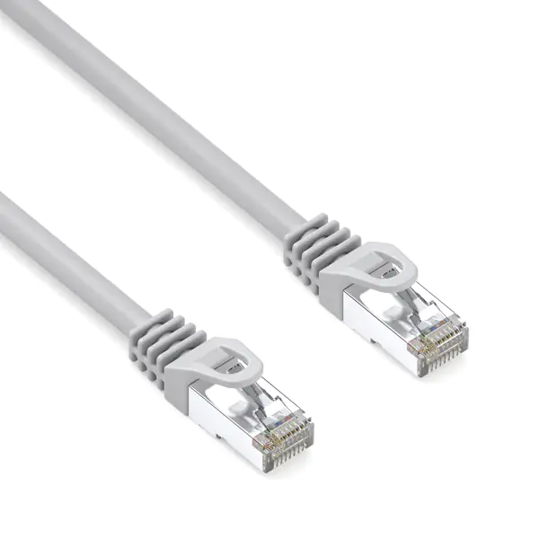 ⁨Przewód LAN S/FTP patchcord, Cat.6a, RJ45 M - RJ45 M, 1 m, podwójnie ekranowany, LSOH, szary, 10 Gb/s economy⁩ w sklepie Wasserman.eu