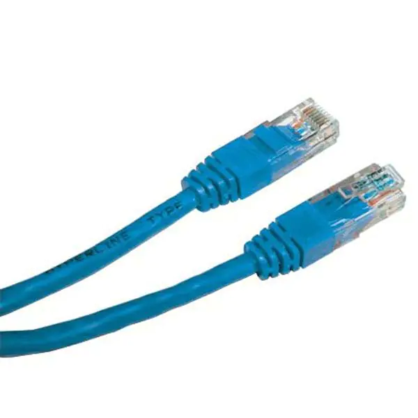 ⁨UTP patch cord, Cat.5e, RJ45 M - RJ45 M, 0.25 m, unshielded, blue, economy⁩ at Wasserman.eu