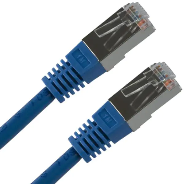 ⁨FTP patchcord, Cat.5e, RJ45 M - RJ45 M, 5 m, protected, blue, pure economy copper⁩ at Wasserman.eu