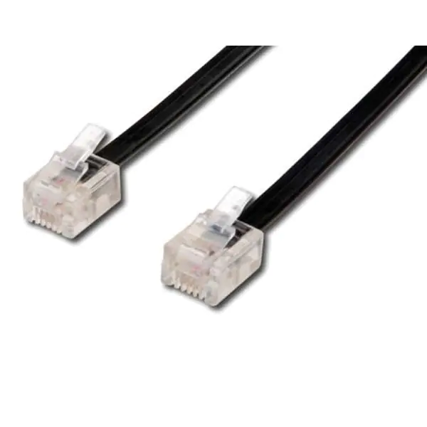 ⁨Kabel telefoniczny 4-żyłowy, RJ11 M - RJ11 M, 3 m, czarny, do ADSL modem economy⁩ w sklepie Wasserman.eu