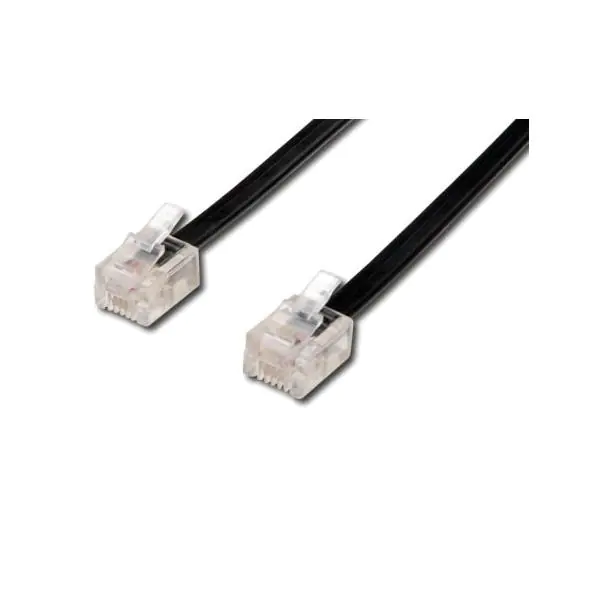 ⁨Kabel telefoniczny 4-żyłowy, RJ11 M - RJ11 M, 15 m, czarny, do ADSL modem economy⁩ w sklepie Wasserman.eu