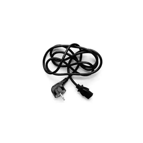 ⁨AC cable 230V power supply, CEE7 (fork) - C13, 5m, VDE approved, black, Logo⁩ at Wasserman.eu