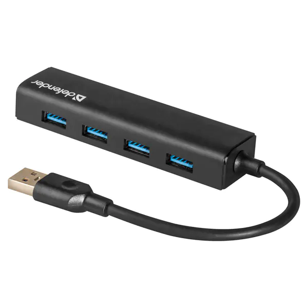 ⁨USB (3.0) HUB 4-port, Quadro Express, black, Defender, compact⁩ at Wasserman.eu