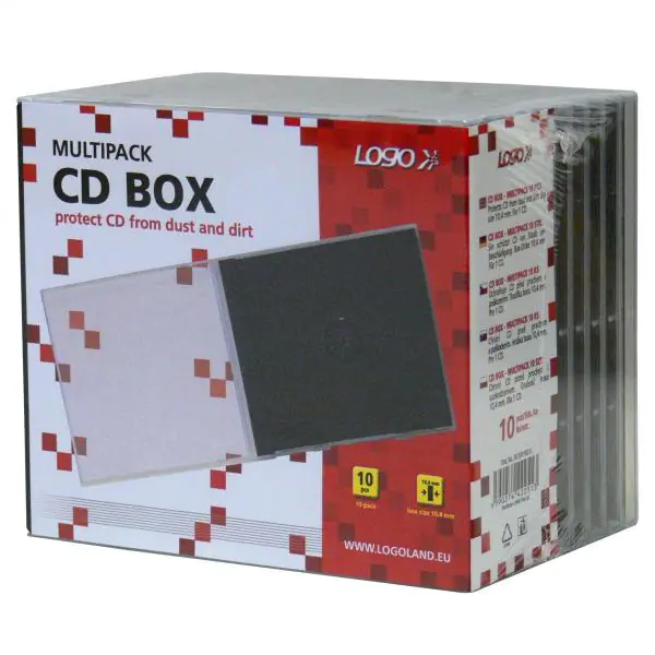 ⁨Box for 1 pc. CD, transparent, black tray, Logo, 10.4 mm, 10-pack⁩ at Wasserman.eu