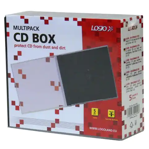 ⁨Box na 1 szt. CD, przezroczysty, czarny tray, Logo, 10,4 mm, 5-pack⁩ w sklepie Wasserman.eu