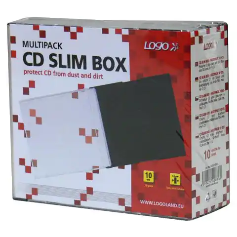 ⁨Box na 1 szt. CD, przezroczysty, czarny tray, cienki, Logo, 5,2mm, 10-pack⁩ w sklepie Wasserman.eu