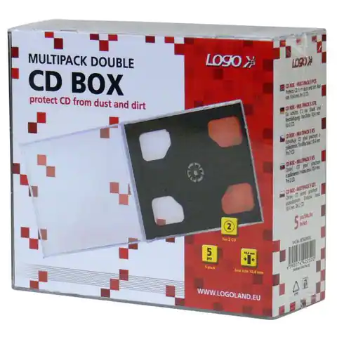 ⁨Box na 2 szt. CD, przezroczysty, czarny tray, Logo, 10,4 mm, 5-pack⁩ w sklepie Wasserman.eu
