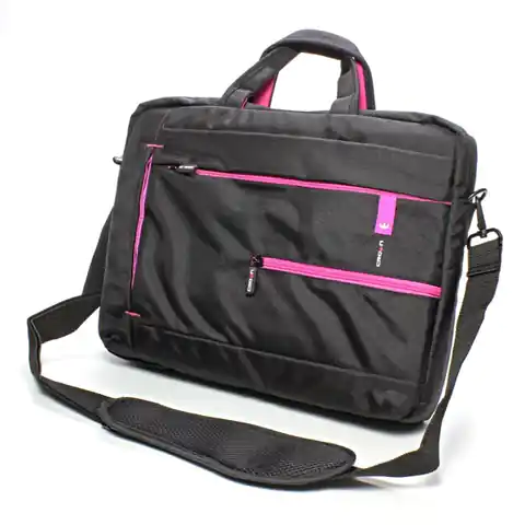 ⁨Torba na  notebook 15,6", czarna z różowymi wstawkami, nylon, NT006 typ Crown⁩ w sklepie Wasserman.eu