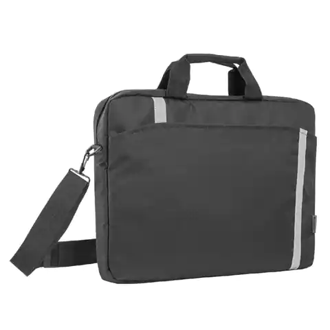 ⁨Notebook bag 16", Shiny, black, polyester, with reflective stripe type Defender⁩ at Wasserman.eu