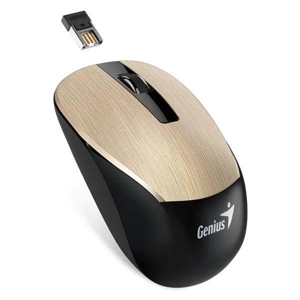 ⁨Genius Mouse NX-7015, 1600DPI, 2.4 [GHz], optical, 3kl., wireless USB, gold, AA⁩ at Wasserman.eu