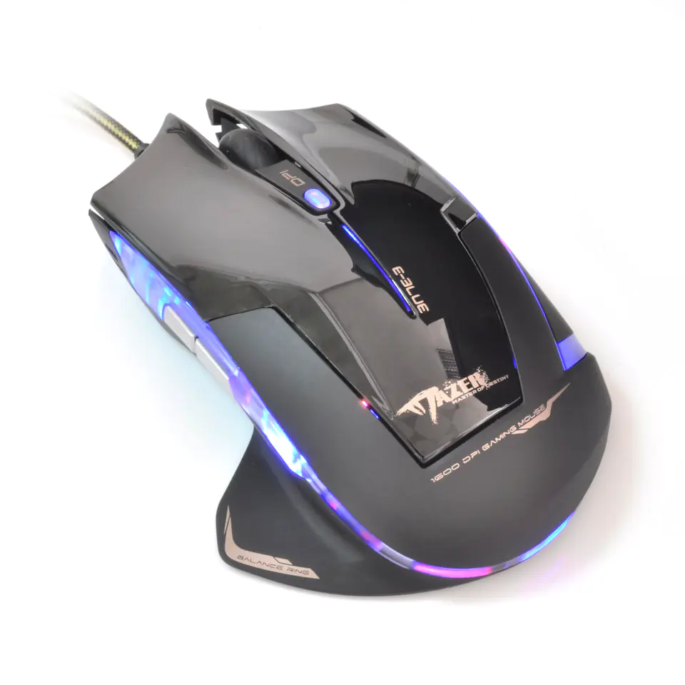 ⁨Mysz przewodowa, E-blue Mazer R, czarna, optyczna, 2400DPI⁩ w sklepie Wasserman.eu
