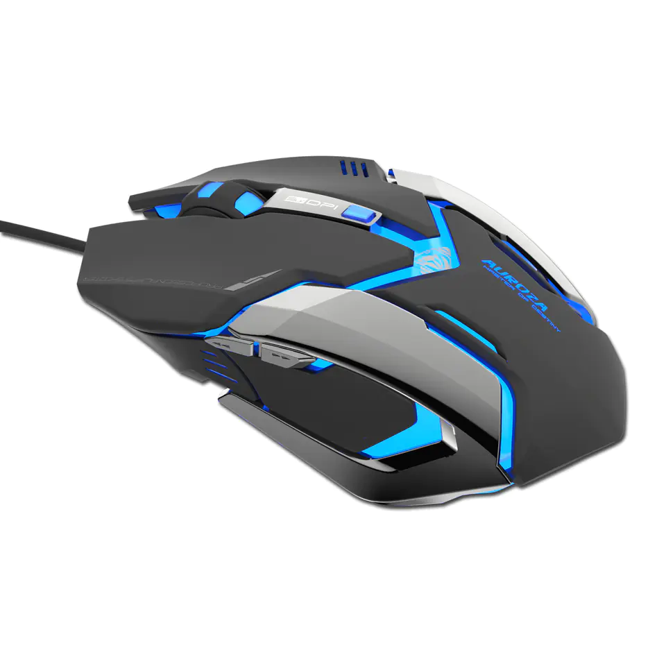 ⁨Mysz przewodowa USB, E-blue Auroza Gaming, czarna, optyczna, 4000DPI⁩ w sklepie Wasserman.eu