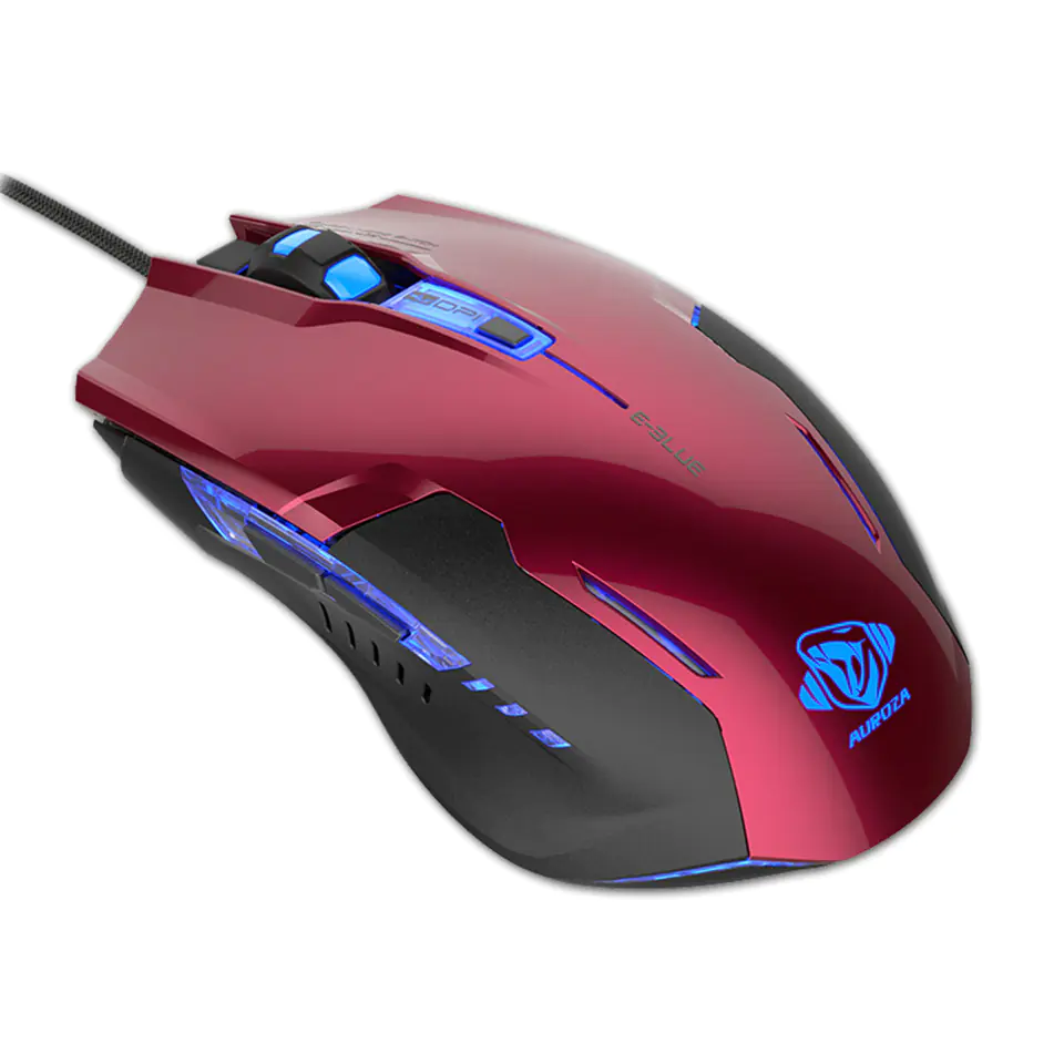 ⁨Mysz przewodowa, E-blue Auroza G, czerwona, optyczna, 3000DPI⁩ w sklepie Wasserman.eu