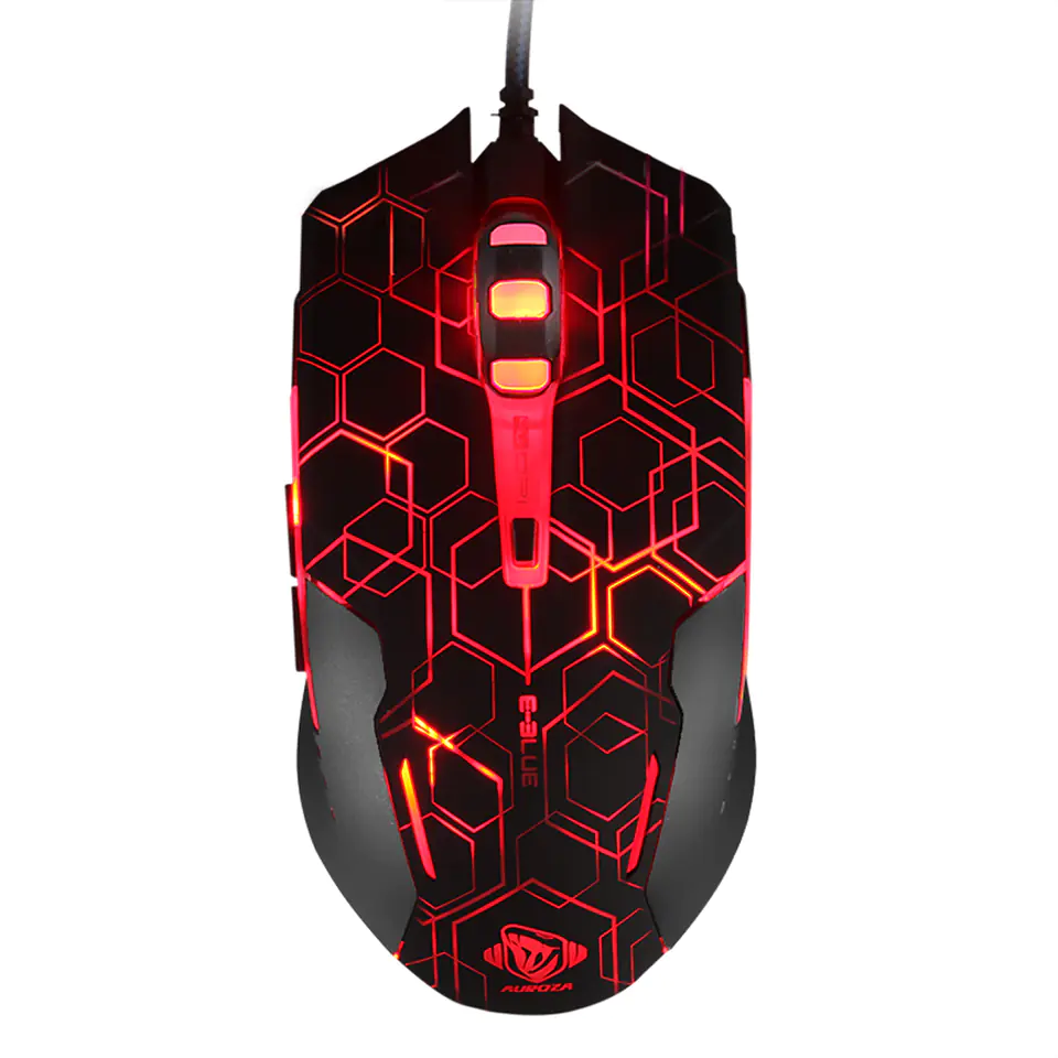 ⁨E-blue Auroza Mouse EMS636 Hexagon, 2500DPI, optical, 6 kl., wired USB, black, for gaming⁩ at Wasserman.eu