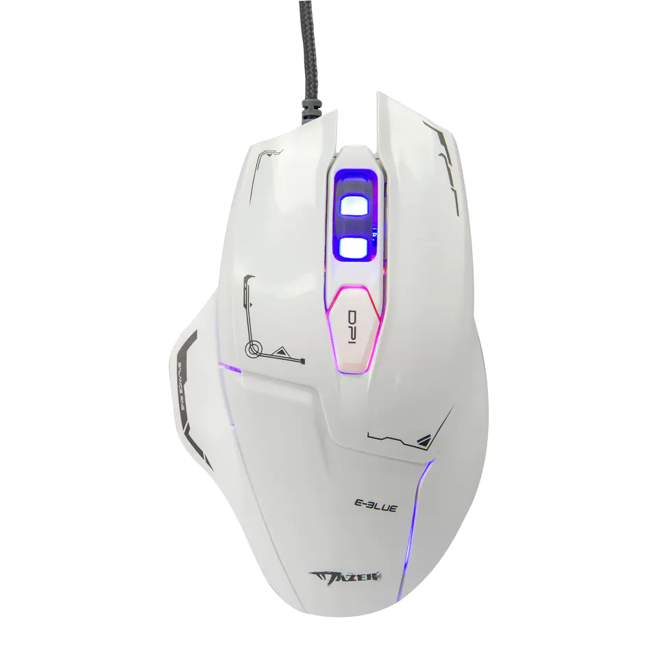 ⁨E-blue Mouse Mazer, 2500DPI, optical, 6 kl., wired USB, white⁩ at Wasserman.eu