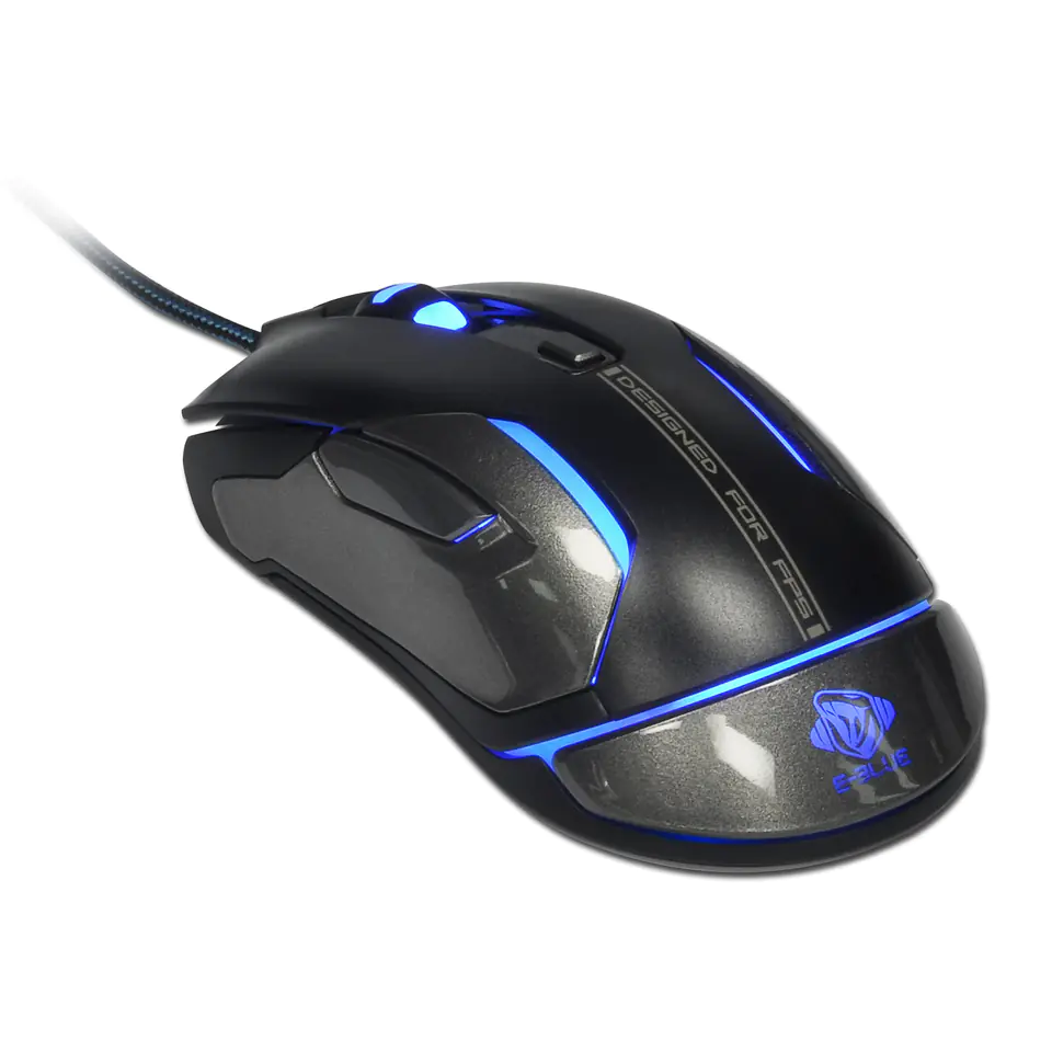 ⁨Mysz przewodowa USB, E-blue Auroza FPS, czarna, laserowa, 8200DPI⁩ w sklepie Wasserman.eu