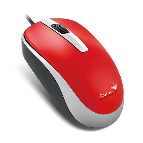 ⁨Mysz przewodowa, Genius DX-120, czerwona, optyczna, 1200DPI⁩ w sklepie Wasserman.eu