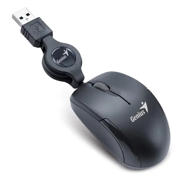 ⁨Genius Mouse Micro Traveler V2, 1200DPI, Optical, 3 Kl., USB Wired, Black, Micro⁩ at Wasserman.eu
