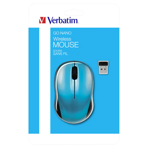 ⁨Verbatim Go Nano Mouse 49044, 1600DPI, 2.4 GHz, optical, 3 kl., wireless, blue, 2 pcs AA⁩ at Wasserman.eu