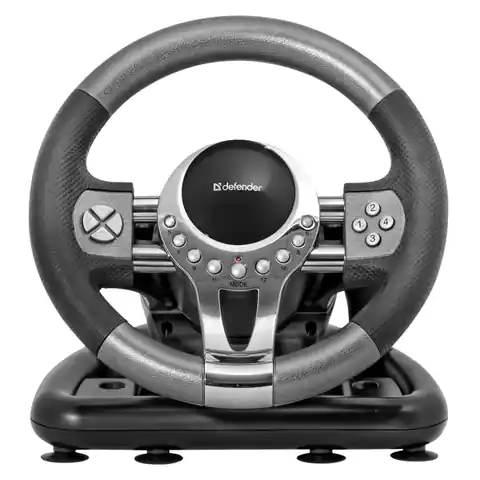 ⁨Steering wheel Defender FORSAGE GTR, 12, USB, black-grey, pedal, Windows 98/2000 / ME / XP / VISTA / 7⁩ at Wasserman.eu