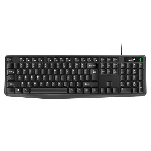 ⁨Genius KB-117, klawiatura US, klasyczna, wodoodporny rodzaj przewodowa (USB), czarna, nie⁩ w sklepie Wasserman.eu