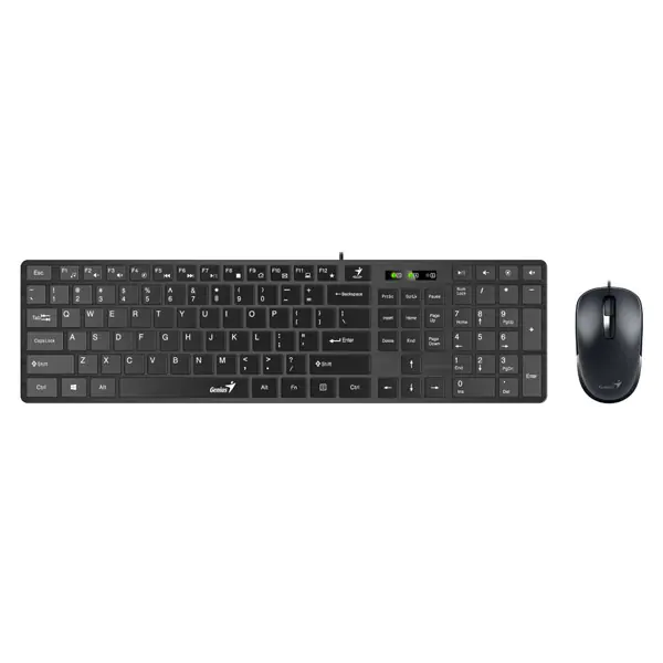 ⁨Genius SlimStar C126, keyboard kit with optical mouse, CZ/SK, CLASSIC, THIN WIRED (USB), black, no⁩ at Wasserman.eu