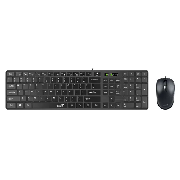 ⁨Genius SlimStar C126, zestaw klawiatura z optyczną myszką, CZ/SK, klasyczna, cienka rodzaj przewodowa (USB), czarna, nie⁩ w sklepie Wasserman.eu