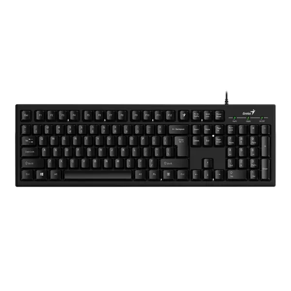 ⁨Genius Smart KB-100, klawiatura US, klasyczna, przewodowa (USB), kolor czarny, polerowane aluminium⁩ w sklepie Wasserman.eu