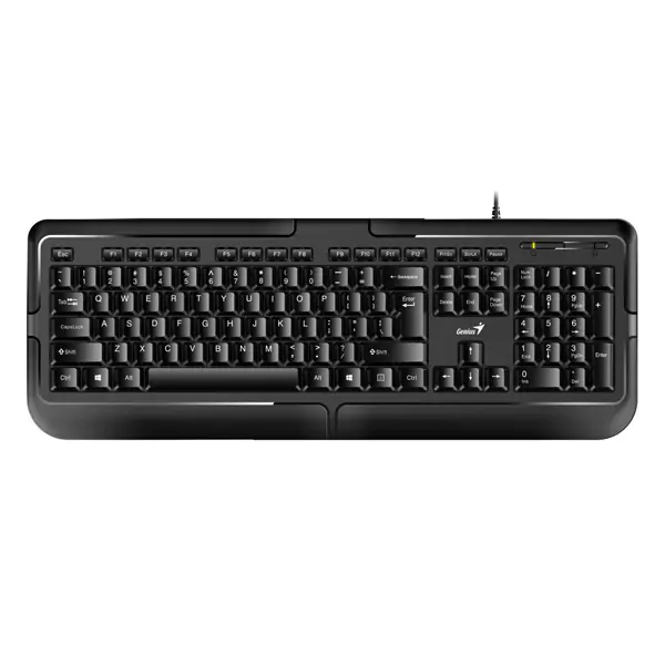 ⁨Genius KB-118, klawiatura US, klasyczna, wodoodporny rodzaj przewodowa (USB), czarna⁩ w sklepie Wasserman.eu