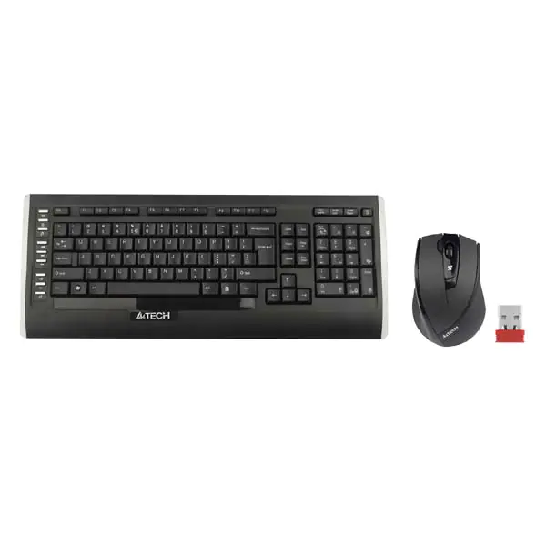 ⁨A4Tech 9300F, keyboard kit with wireless optical mouse, AAA, B/US, Classic, 2.4 GHz, wireless, black⁩ at Wasserman.eu