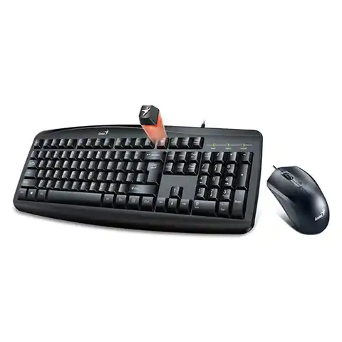 ⁨Genius Smart KM-200, keyboard set with wired optical mouse, CZ, classic, wired (USB), black⁩ at Wasserman.eu