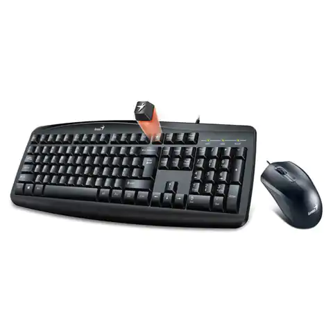 ⁨Genius Smart KM-200, keyboard set with wired optical mouse, US, classic wired (USB), black⁩ at Wasserman.eu