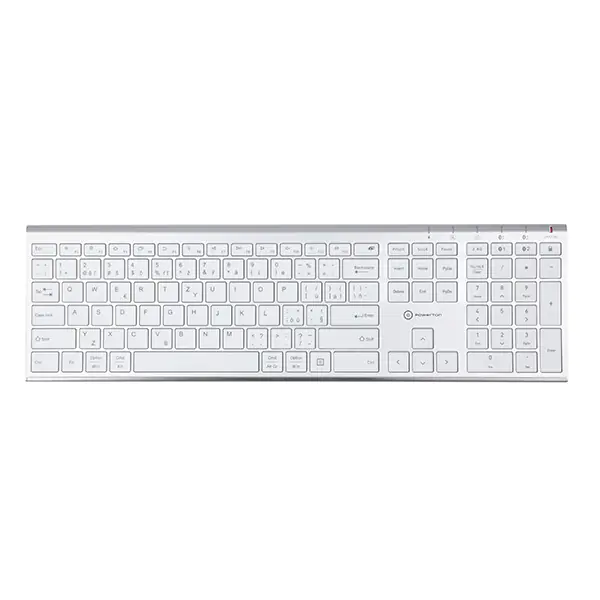 ⁨Powerton UltraSlim, keyboard integrovaná, CZ/SK, Multi-Device type 2.4 GHz Dongle + Dual Bluetooth, wireless, silver⁩ at Wasserman.eu